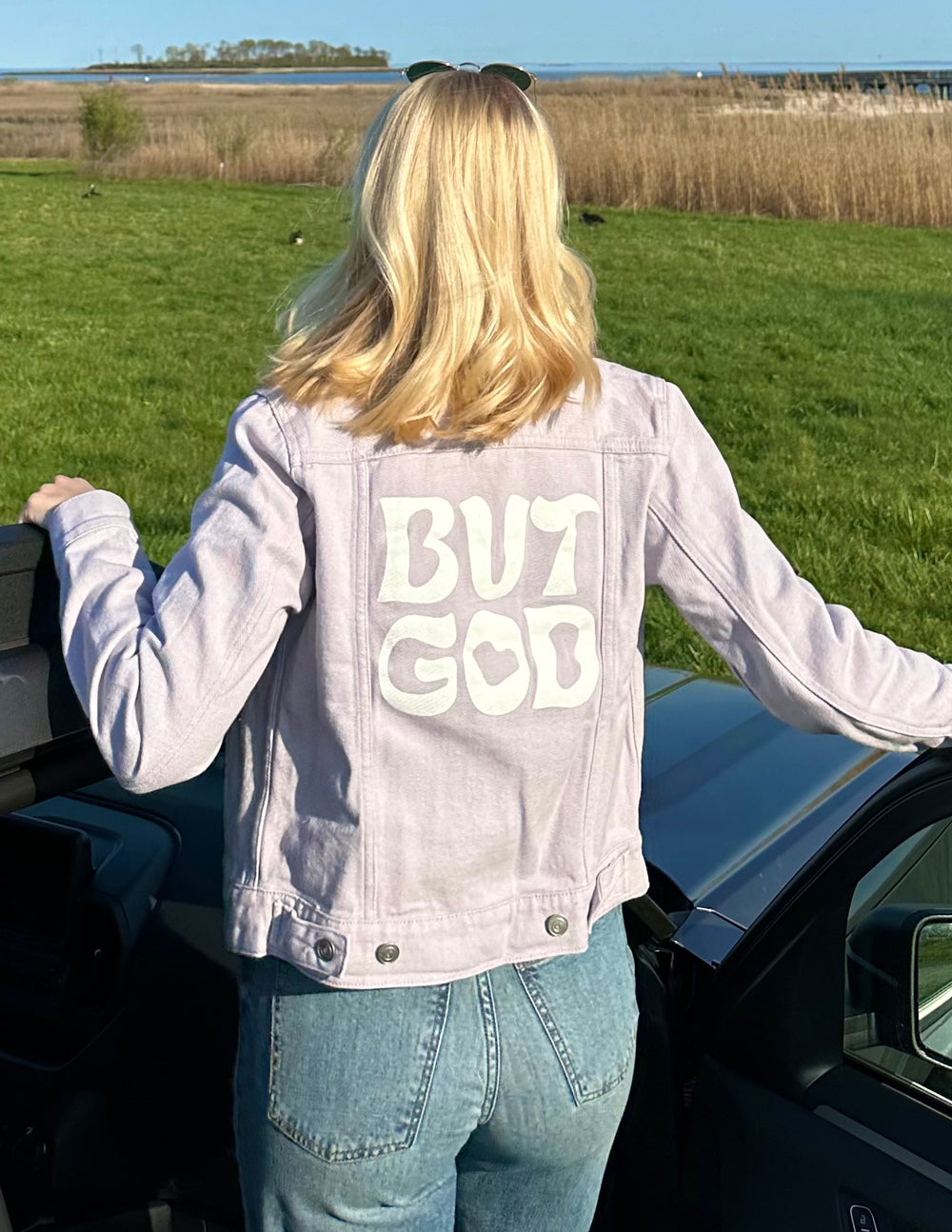 But God Cropped Denim Jacket - Concordia Style Boutique