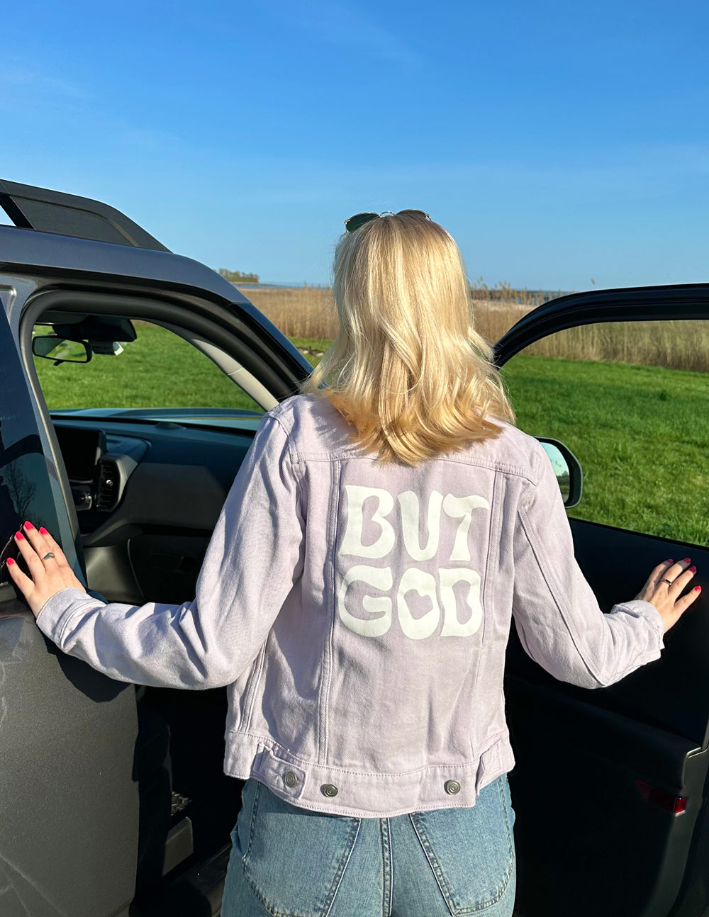 But God Cropped Denim Jacket - Concordia Style Boutique