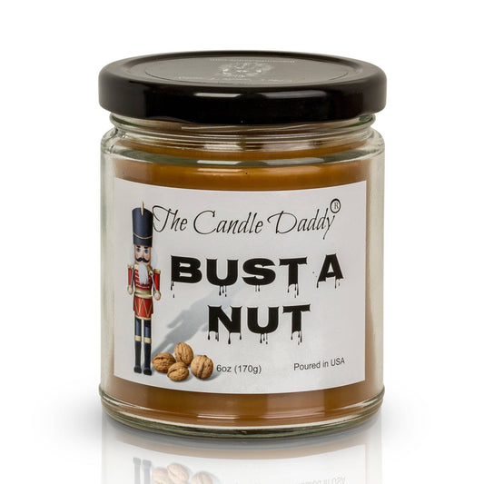 Bust A Nut Holiday Candle - Funny Banana Nut Bread Scented Candle - Funny Holiday Candle for Christmas, New Years - Long Burn Time, Holiday Fragrance, Hand Poured in USA - 6oz