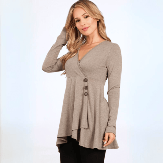 A Feminine Touch V-Neck A-Line Fit Tunic Made in USA - Concordia Style Boutique