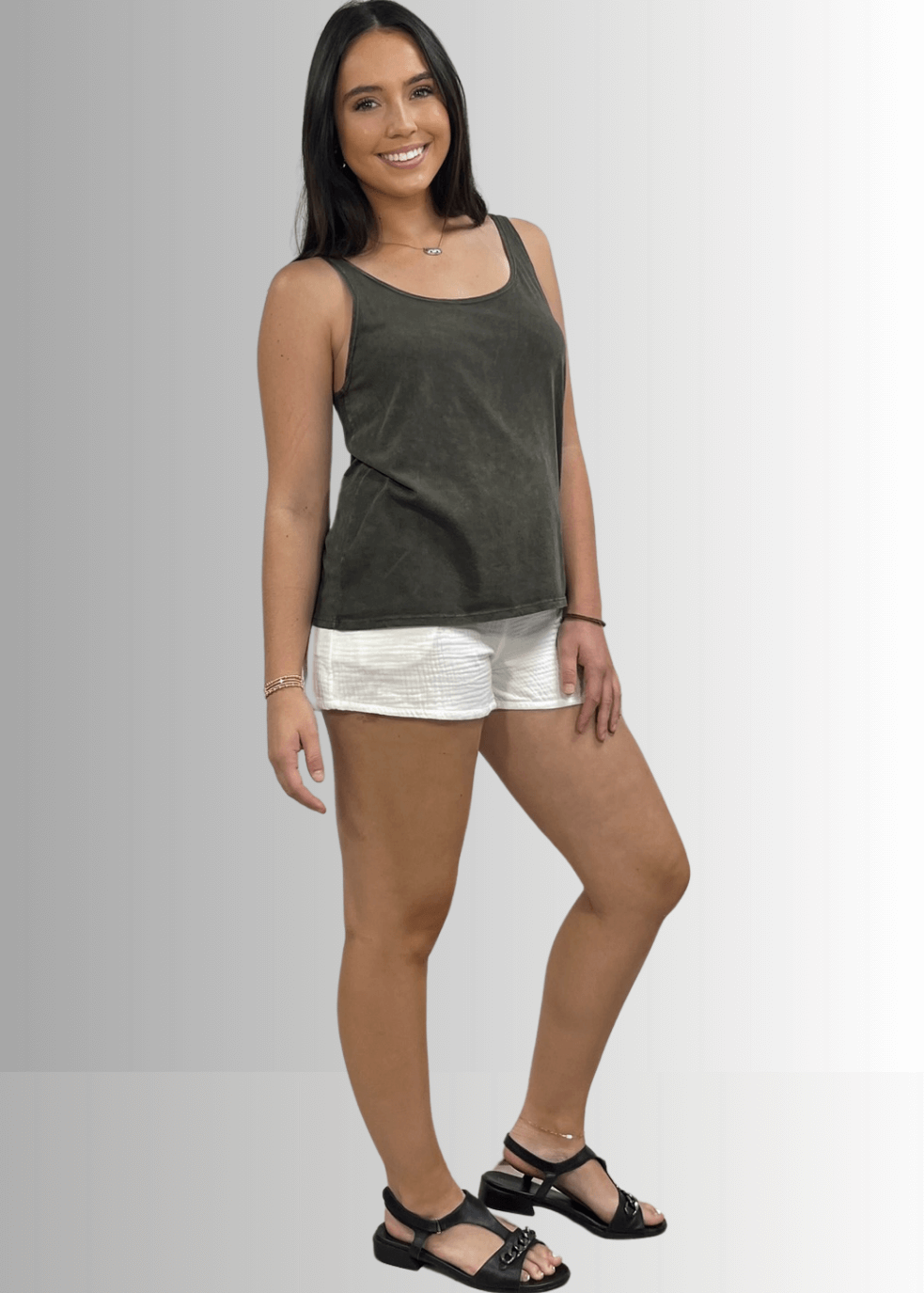 Twenty Four Seven Cotton Tank in Dark Moss Green - Concordia Style Boutique