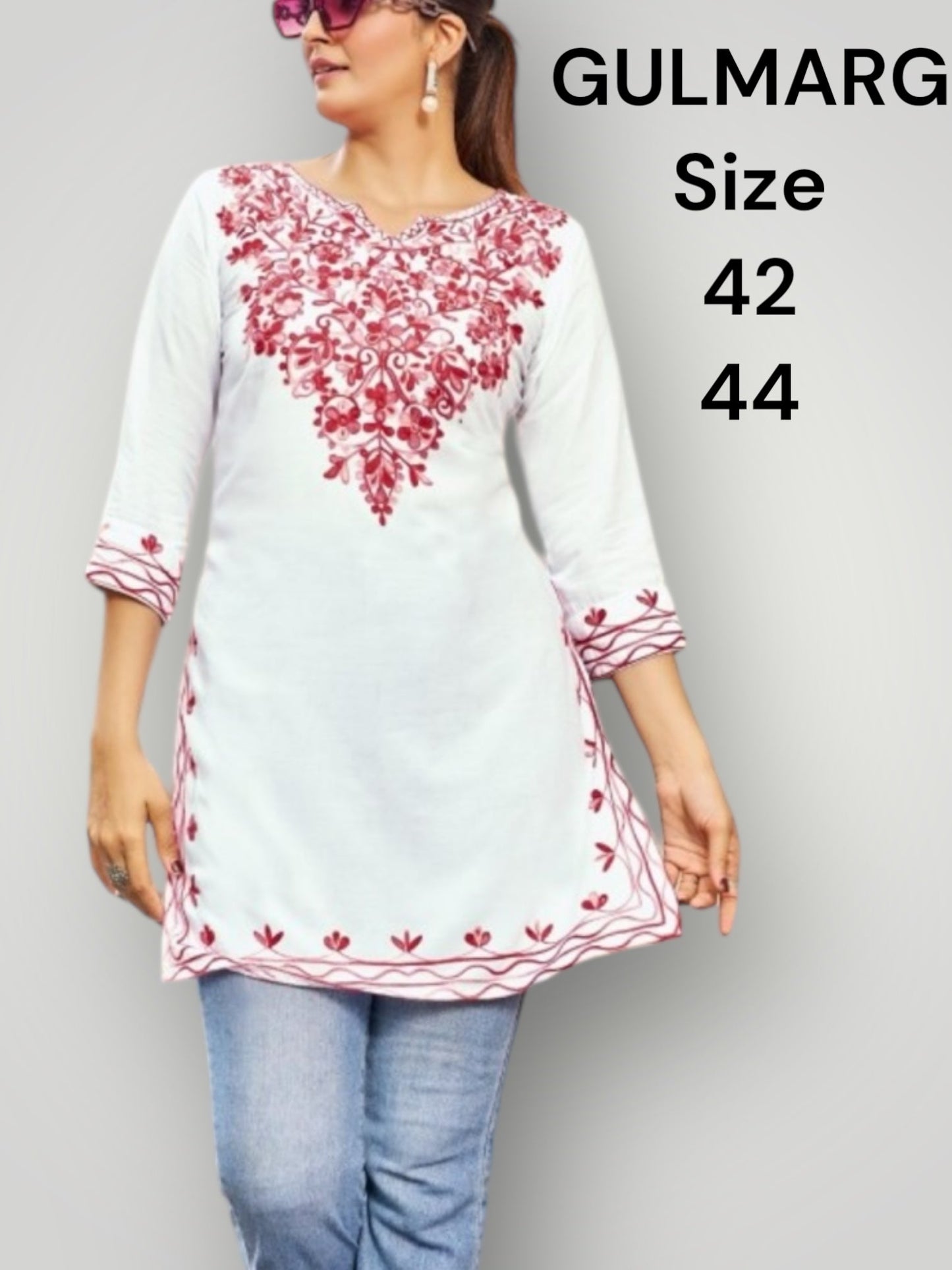 Cotton embroidered short Kurtis