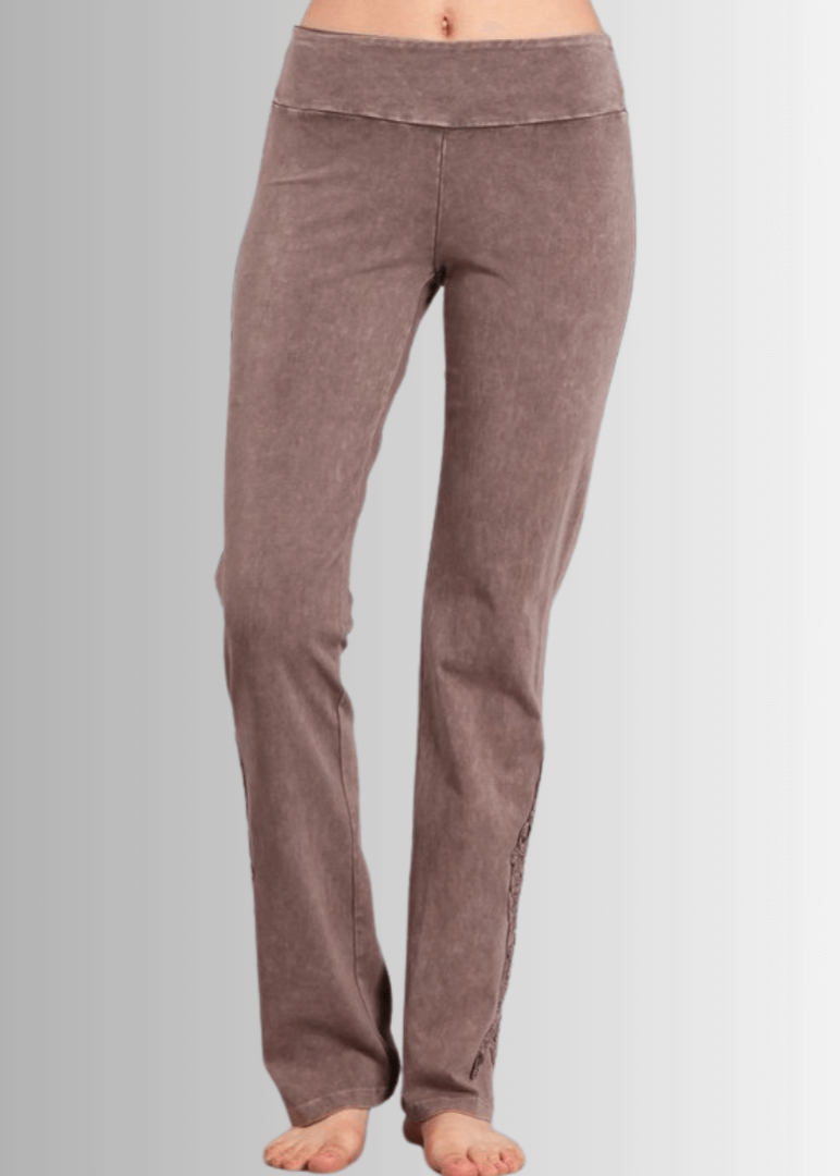 Mineral Washed Bootcut Jeggings Crochet DetaiL - Concordia Style Boutique