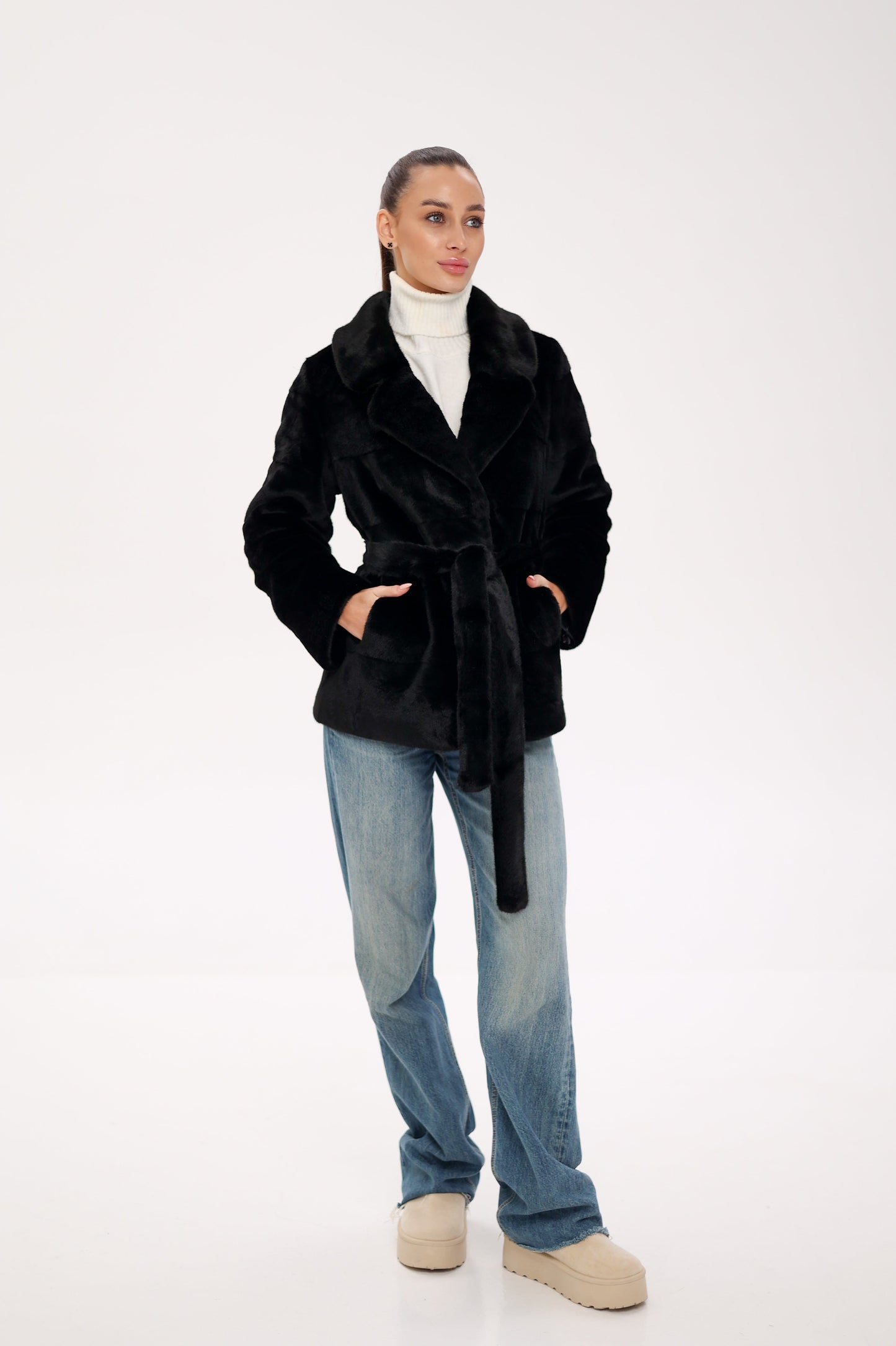 Faux Mink Effect Fur Coat