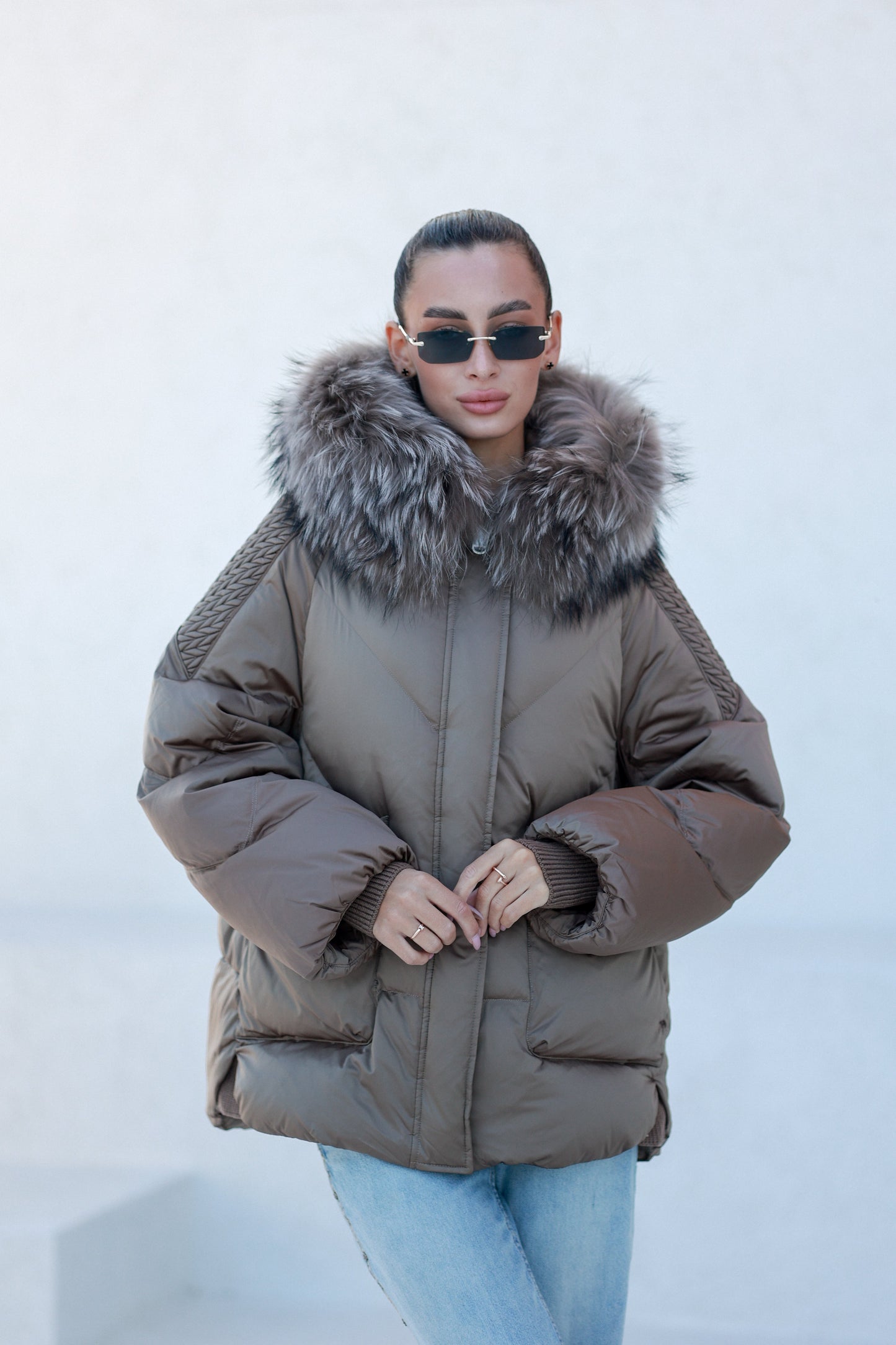 Genuine Fur Trim Down Fill Coat