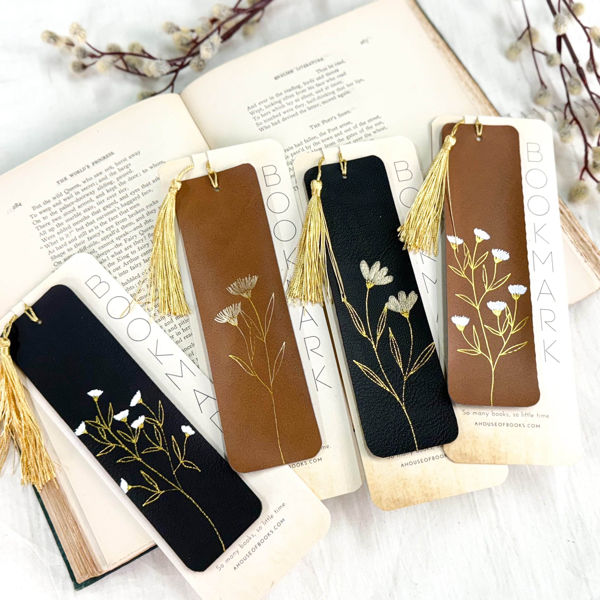 Leather Tassel Bookmarks-Floral - Concordia Style Boutique