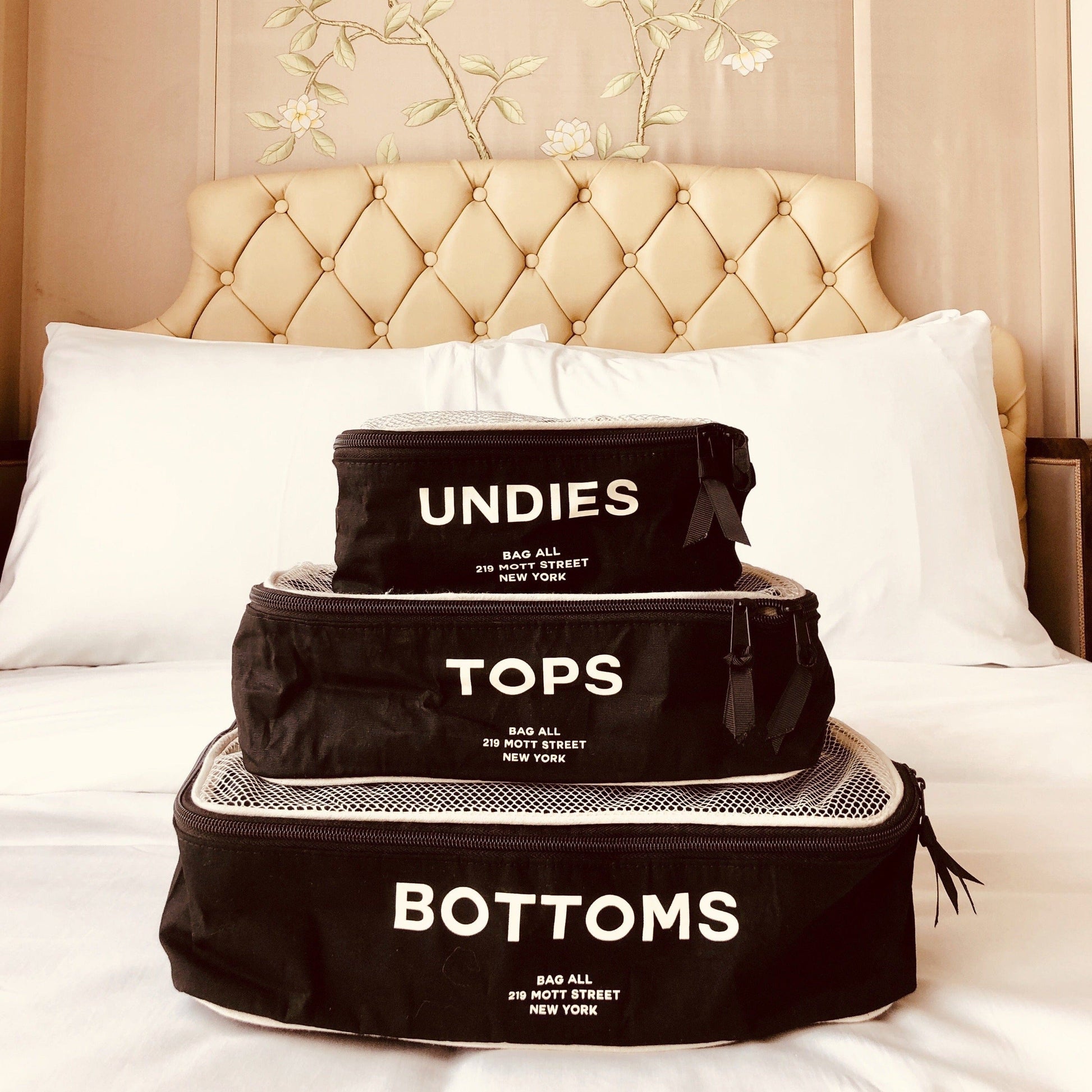 Cotton Packing Cubes, Print, 3-pack Black - Concordia Style Boutique