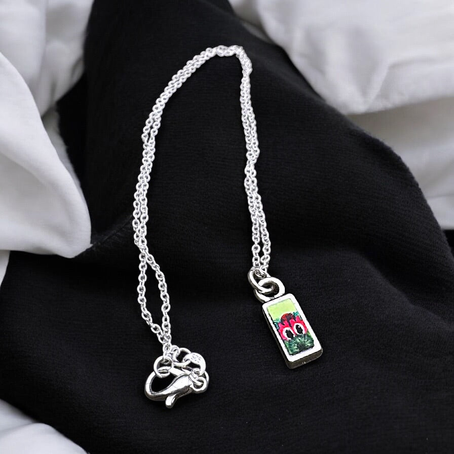 Baby Peeking Phanatic | Hand-Painted Pendant Necklace