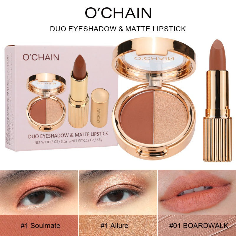 O'CHAIN Pearlescent Two-Color Eyeshadow and Matte Lipstick Set – Long-Lasting, Non-Sticky and Vibrant - Premium eyeshadow from Concordia Style Boutique - Just $12.86! Shop now at Concordia Style Boutique