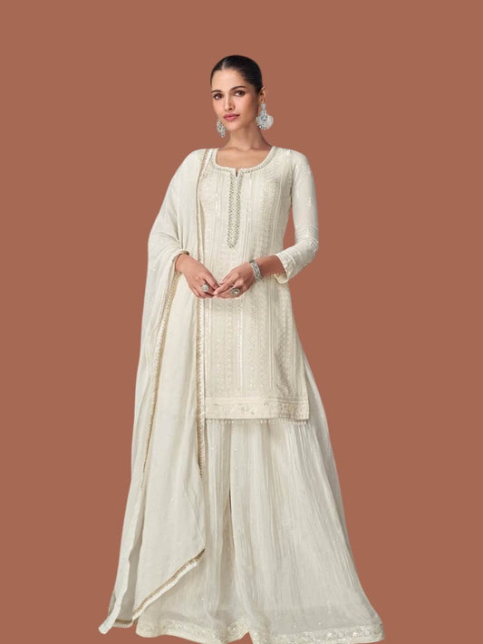 Chikankari work sharara suit