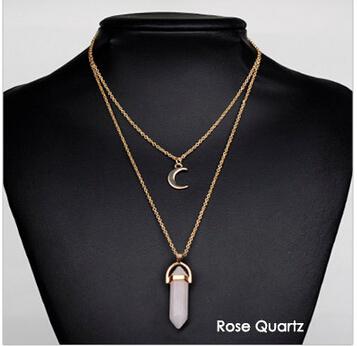 Artilady Natural Opal Stone Moon Choker Necklace – Elegant Crystal Pendant Jewelry - Concordia Style Boutique
