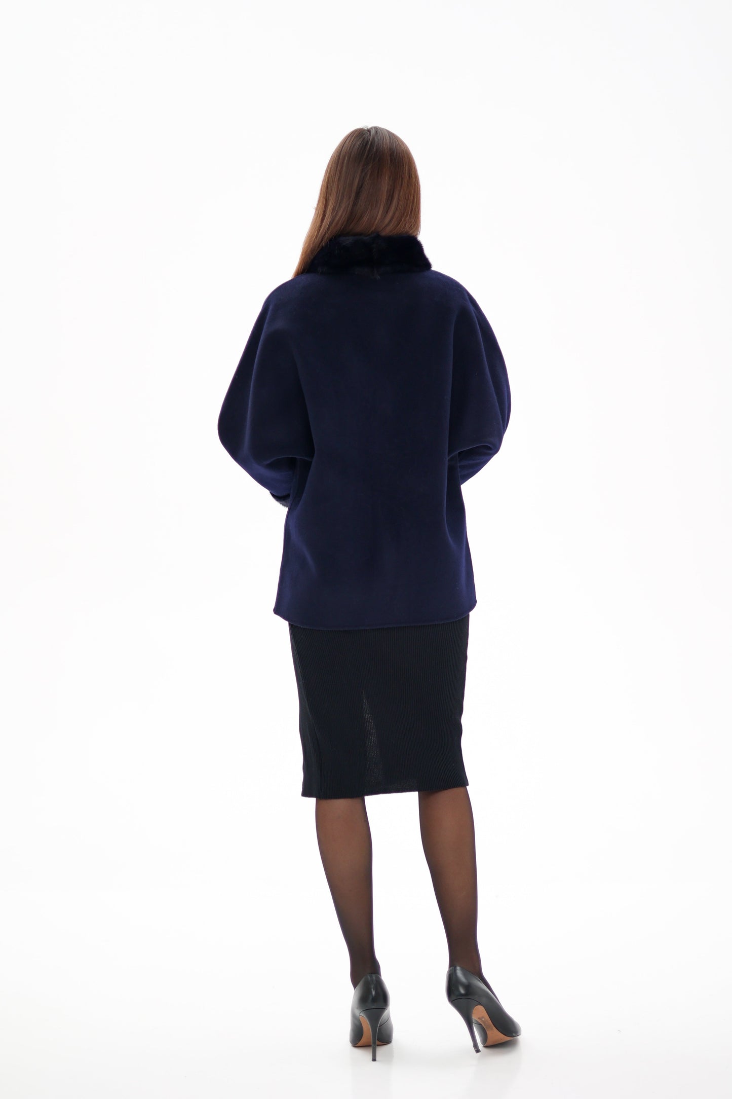 Genuine Mink Fur Virgin Wool Coat