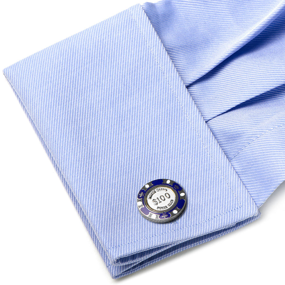$100 Purple Poker Chip Cufflinks - Concordia Style Boutique