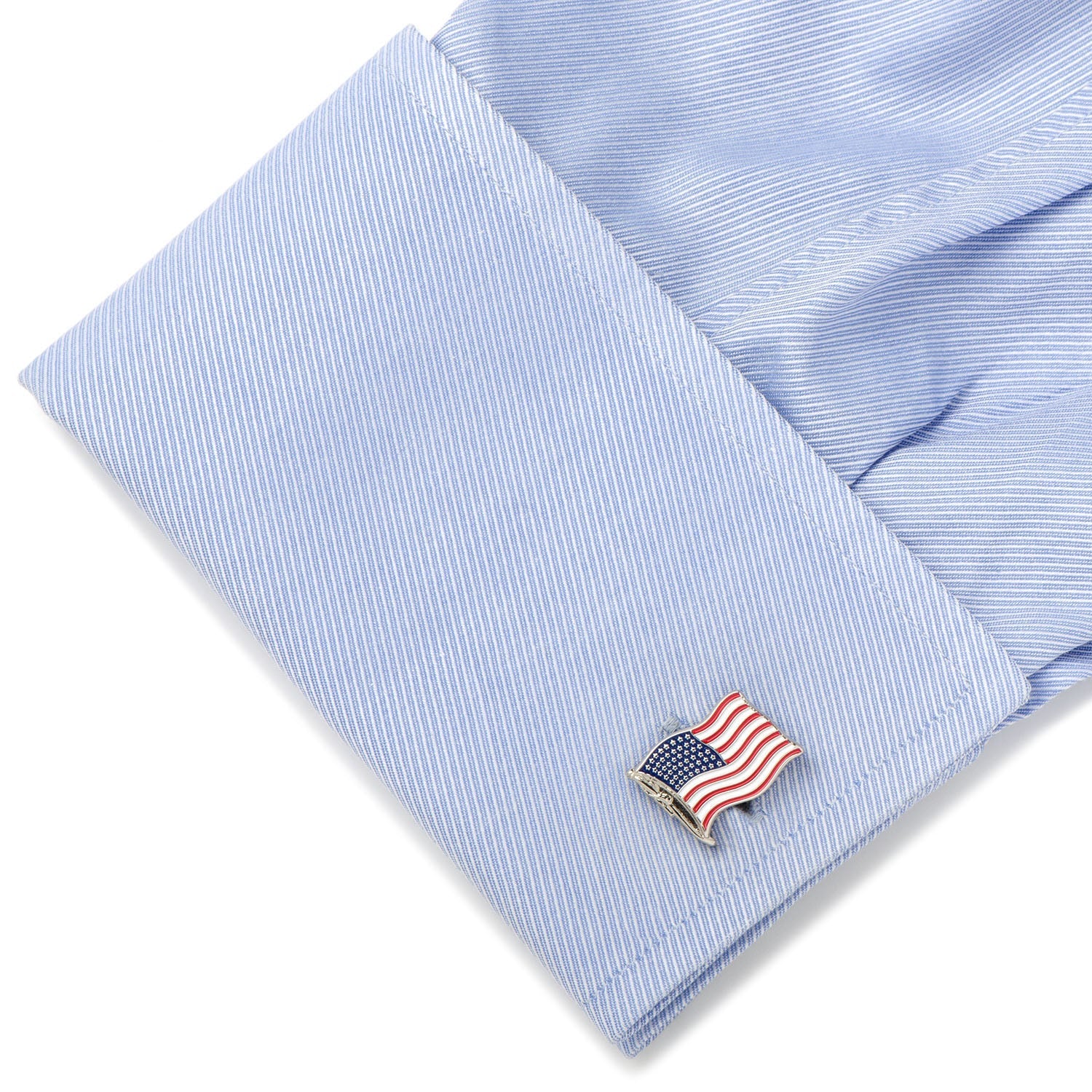 American Waving Flag Cufflinks and Tie Bar Gift Set - Premium Gift Set from Cufflinks.com - Just $105! Shop now at Concordia Style Boutique