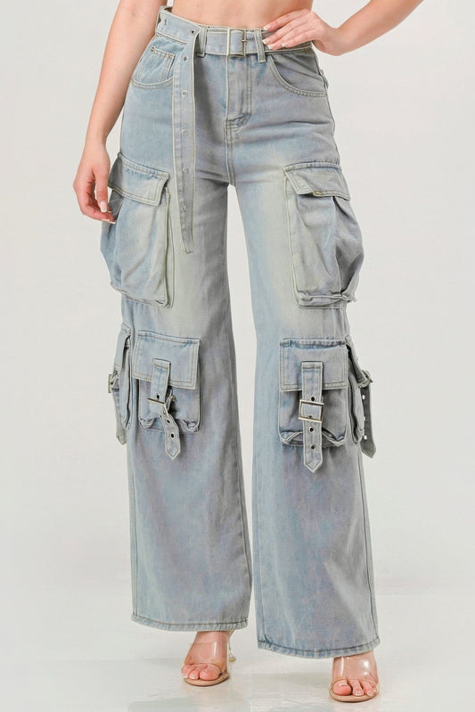 Belted Denim Cargo Jean - Concordia Style Boutique