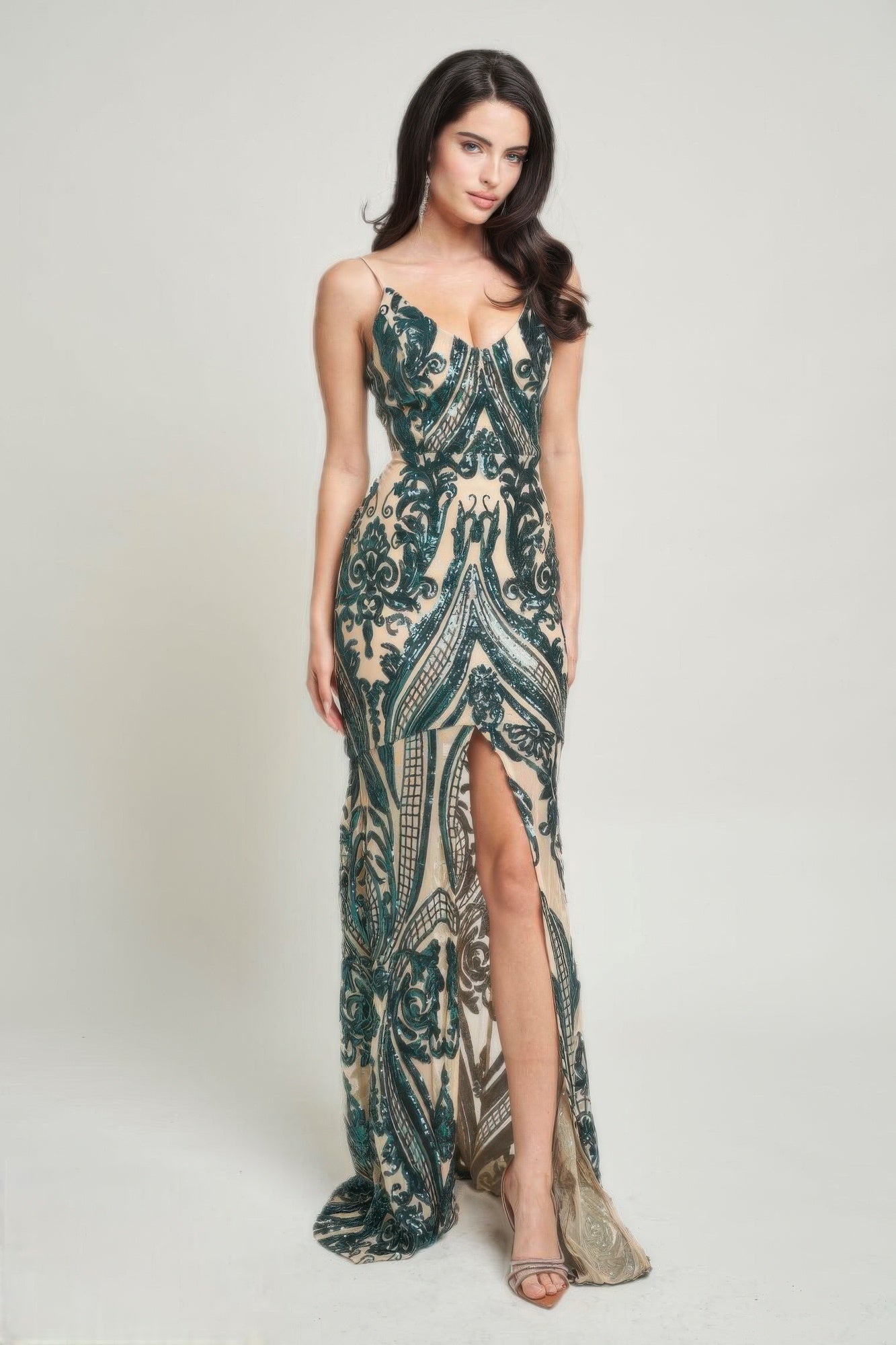 Art Deco Sequins Maxi Dress - Concordia Style Boutique