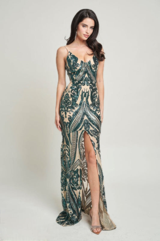 Art Deco Sequins Maxi Dress - Concordia Style Boutique