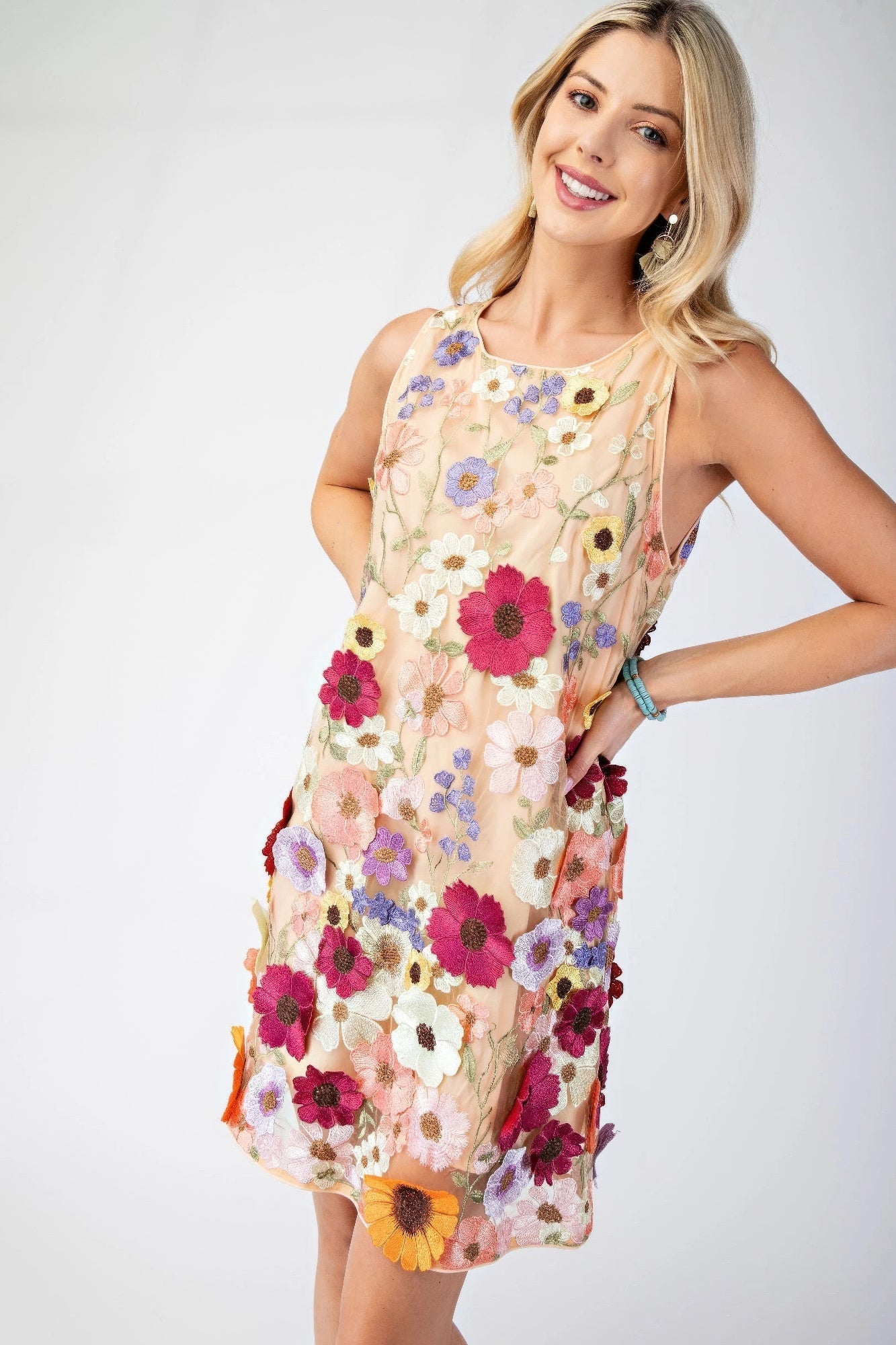 3d Floral Embroidered Sleeveless Mini Dress - Premium Apparel & Accessories from OyeraCharisma - Just $64.50! Shop now at Concordia Style Boutique