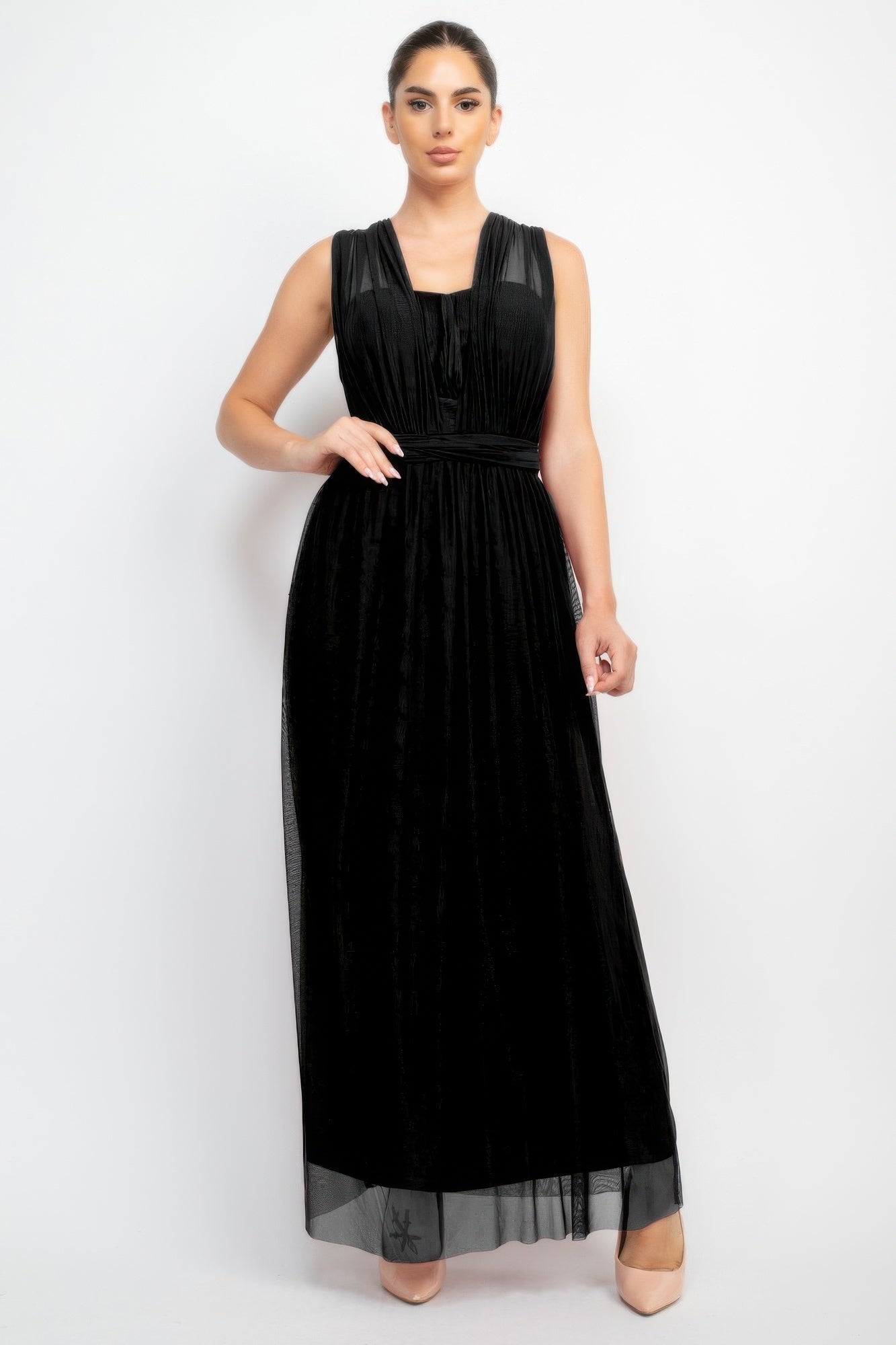 A-line Mesh Convertible Maxi Dress - Concordia Style Boutique