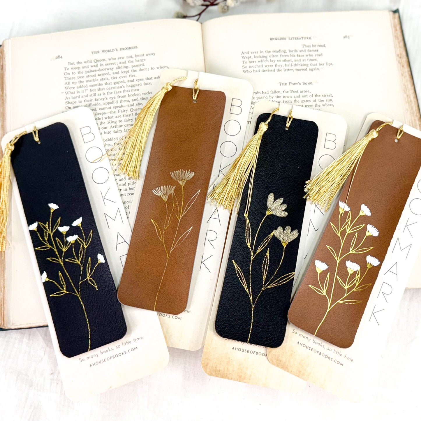 Leather Tassel Bookmarks-Floral - Concordia Style Boutique