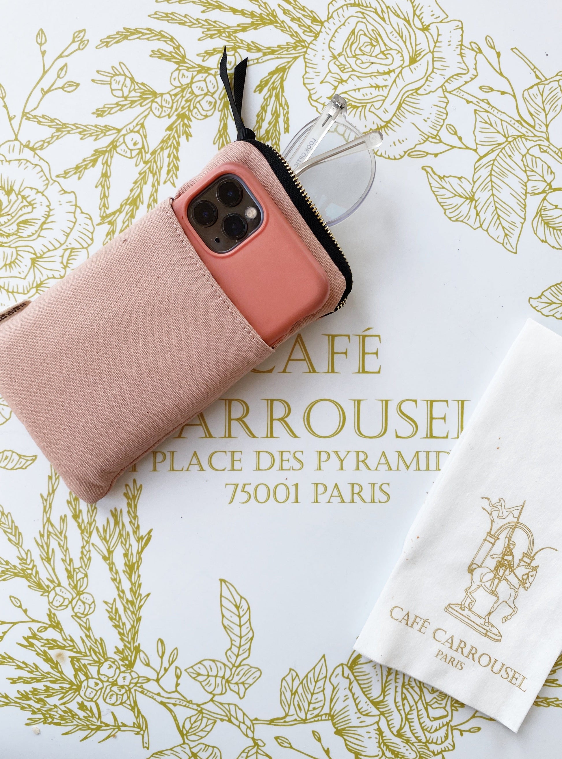Glasses Case with Outside Pocket, Pink/Blush - Concordia Style Boutique