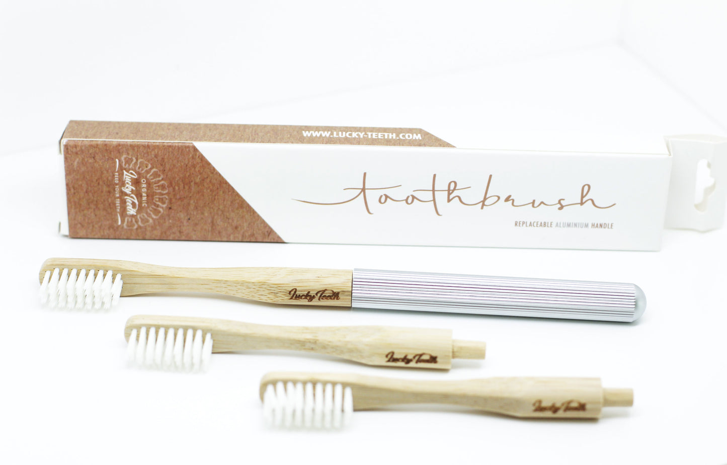Replaceable Bamboo Toothbrush Aluminum Handle - Soft White Bristles