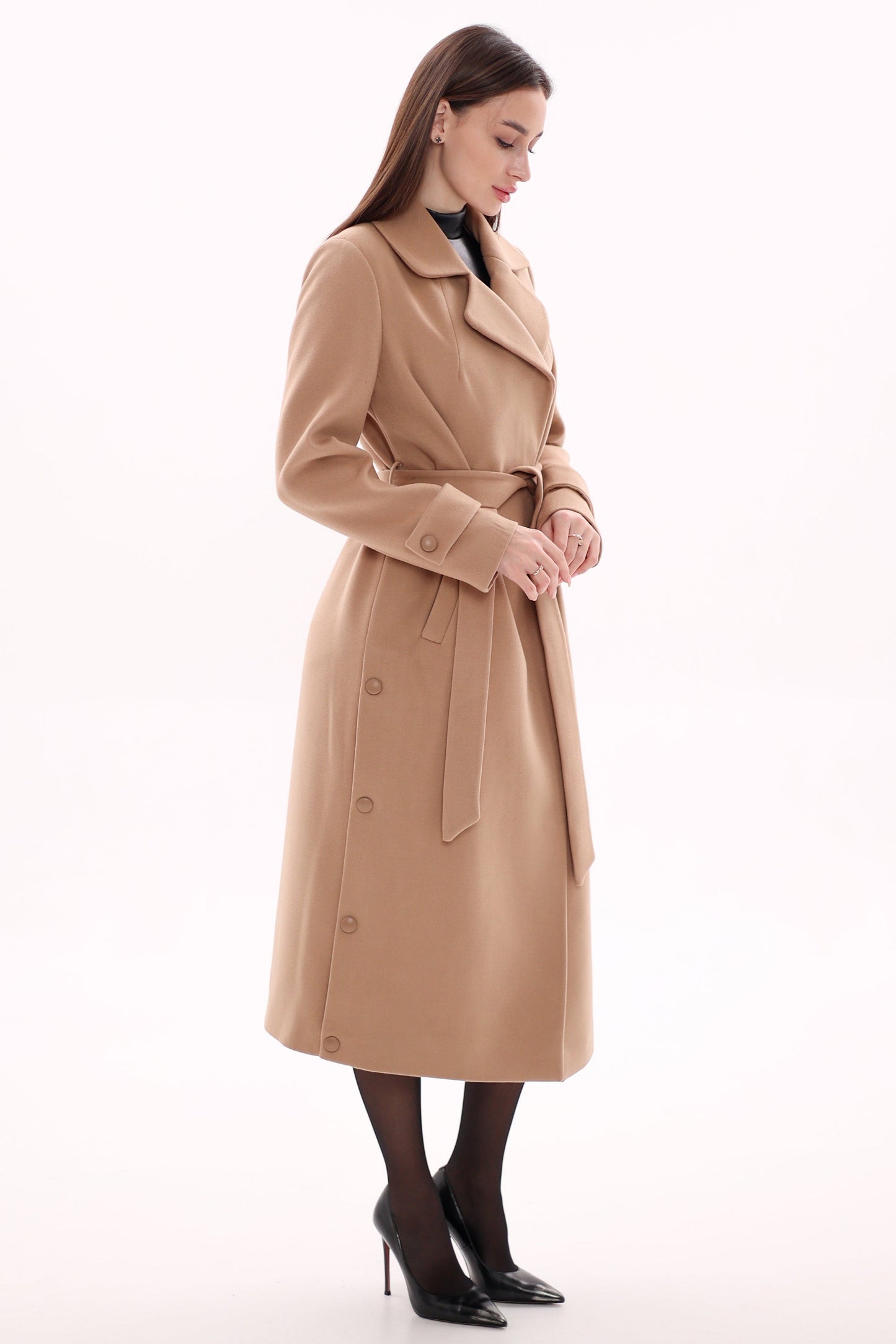 Camille Cashmere Blend Coat in Camel