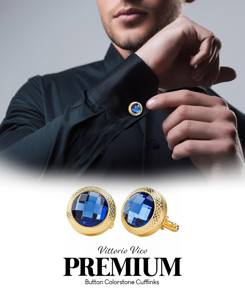 Vittorio Vico Button Colorstone Cufflinks: CL18XX Series - Concordia Style Boutique