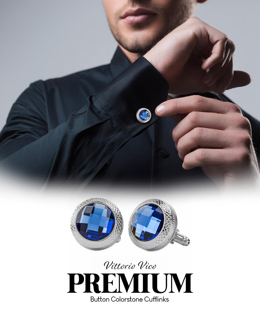 Vittorio Vico Button Colorstone Cufflinks: CL18XX Series - Concordia Style Boutique