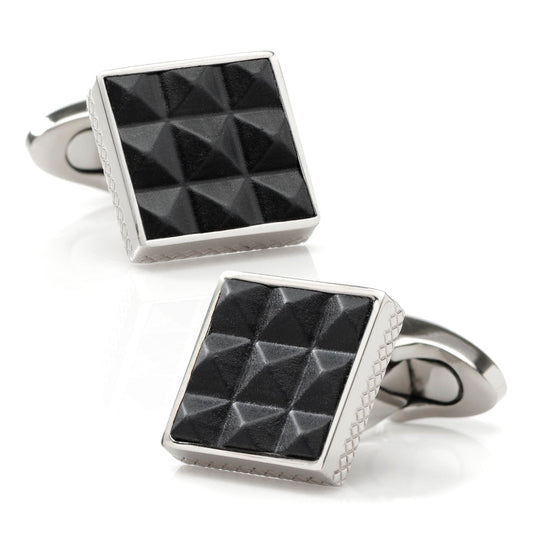 Pyramids Leather and Titanium Cufflinks - Concordia Style Boutique