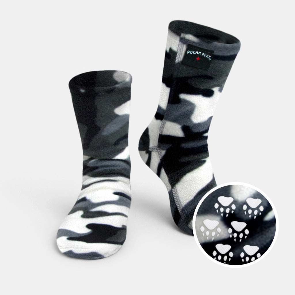 Kids' Nonskid Fleece Socks - Snow Camo