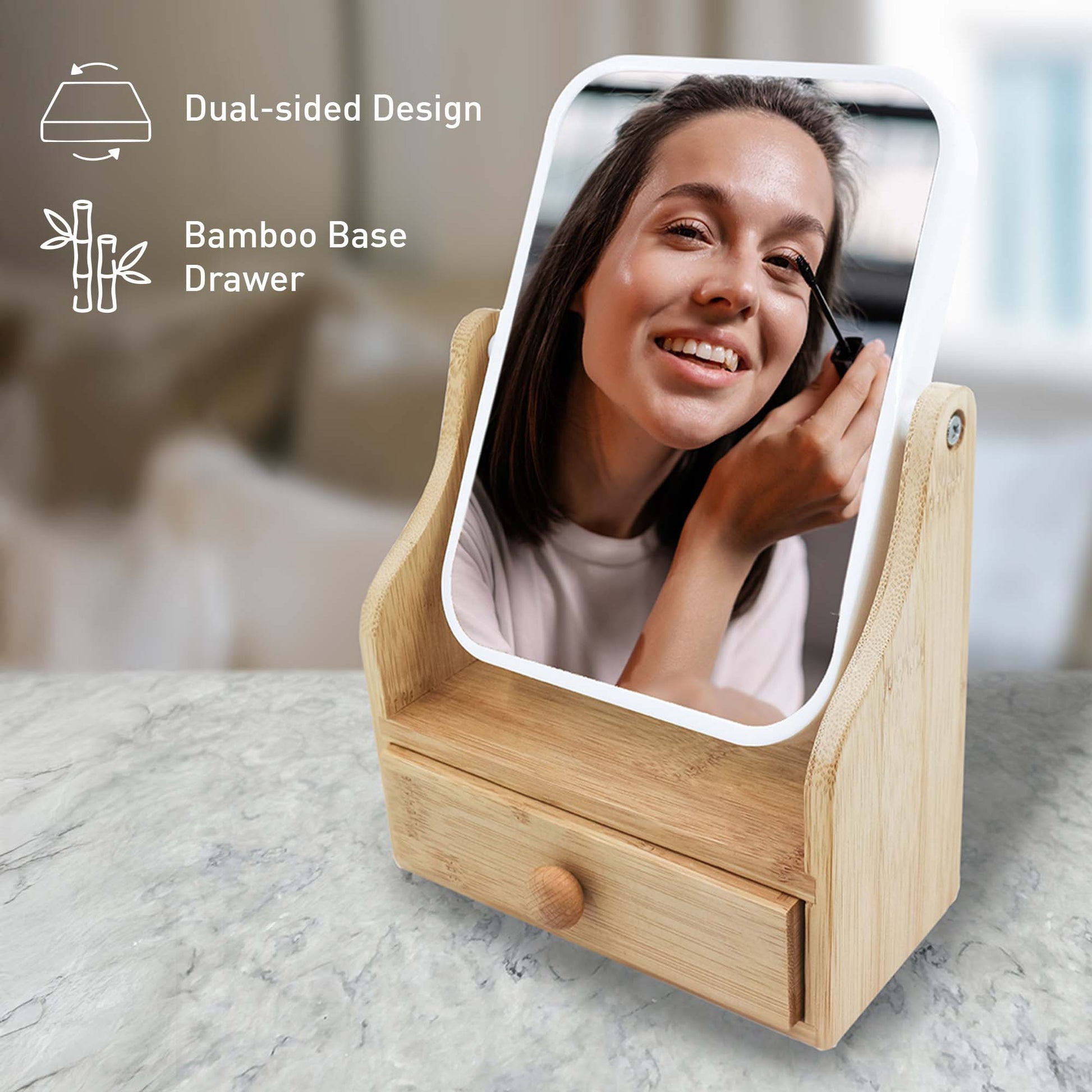 Pursonic Beauty Essentials Set – Studio Makeup Brush Set, Multi-Shape Sponges, and Dual-Sided Vanity Mirror with Bamboo Base - Concordia Style Boutique