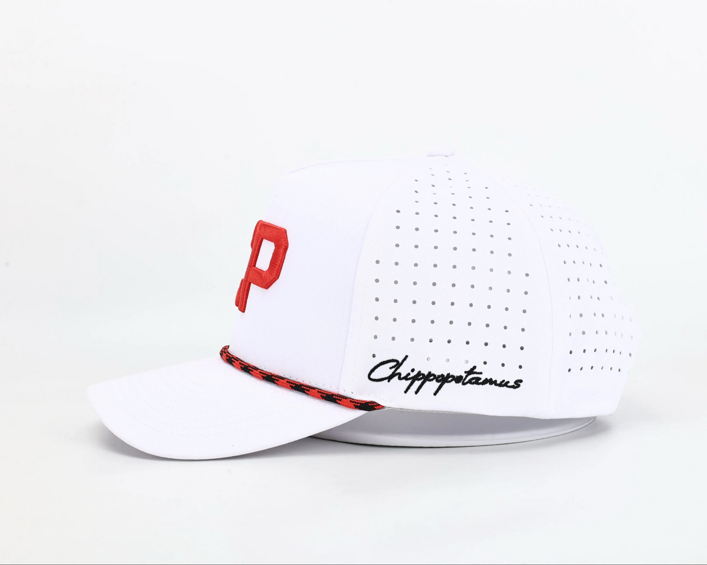 Crown Point White Rope Hat - Chippopotamus Red