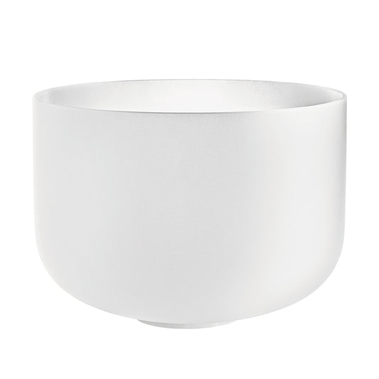 14" White-Frosted Crystal Singing Bowl, Note G3, Throat Chakra