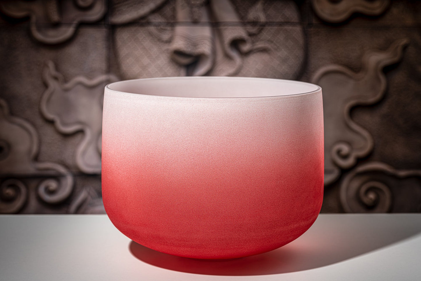 14" Color-Frosted Crystal Singing Bowl, Red, Note C4, Root Chakra