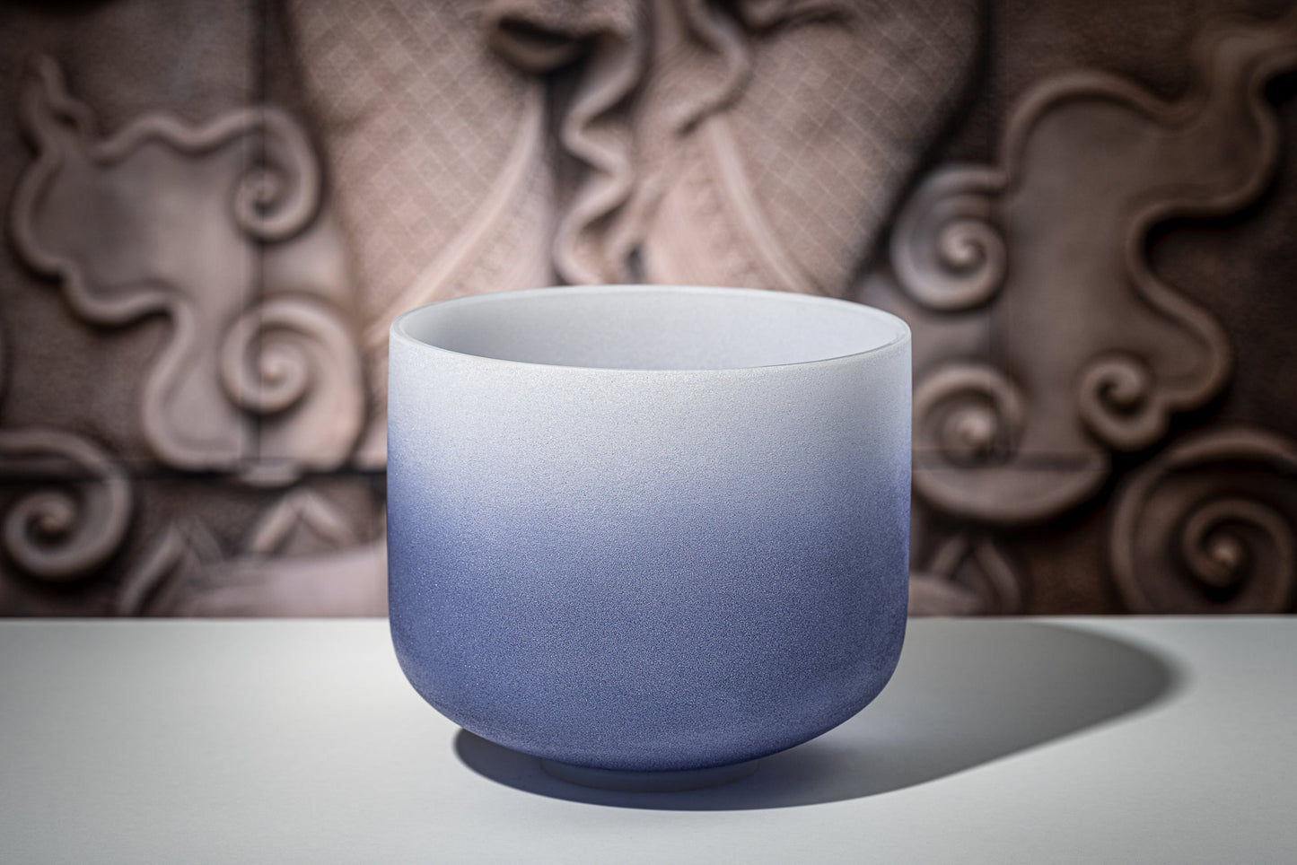 9" Color-Frosted Crystal Singing Bowl, Dark Blue, Note A4, Brow Chakra