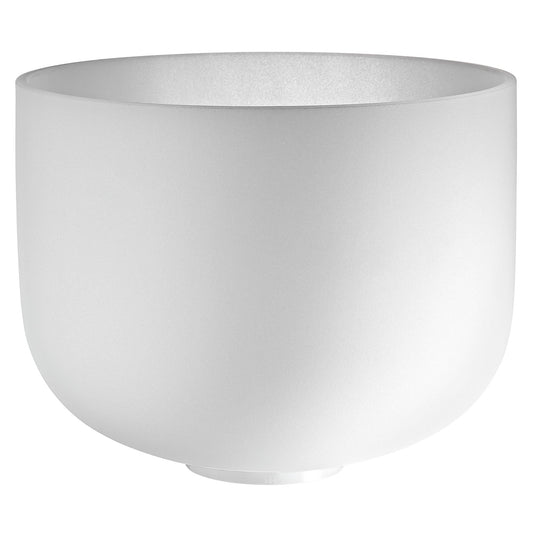 12" White-Frosted Crystal Singing Bowl, Note F3, Heart Chakra