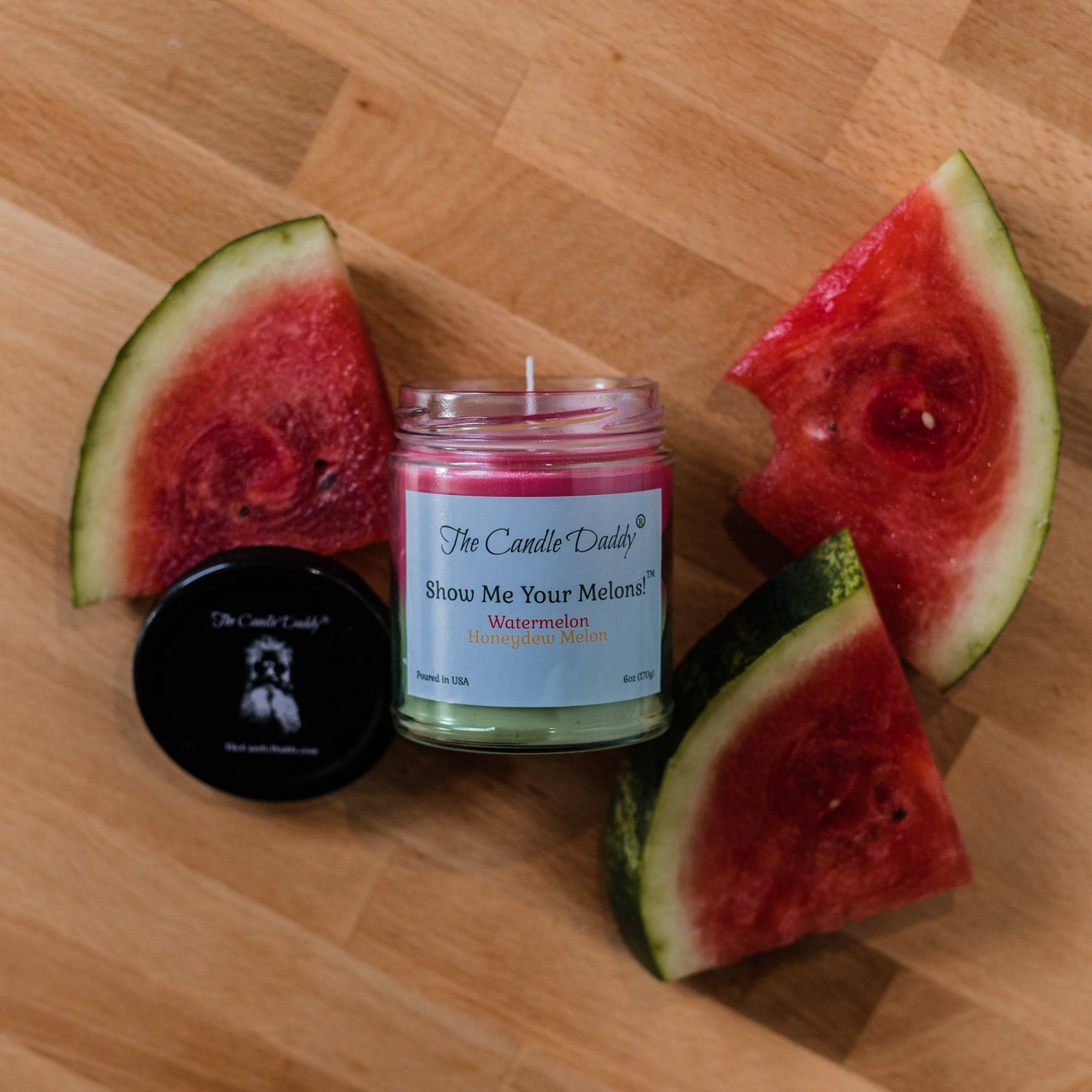 Show Me Your Melons- Watermelon- Honeydew - 6 Ounce Jar Candle- 40 Hour Burn Time