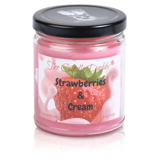 Strawberries and Cream - Sweet Strawberry and Cream Scented - 6 Oz Jar Candle - 40 Hour Burn