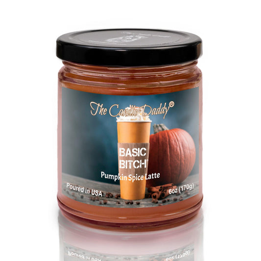 Basic Bitch - Funny Pumpkin Spice Latte Jar Candle  6 Ounce - 40 Hour Burn