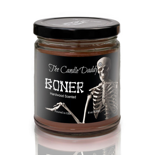 Boner - Hardwood Scented - Funny Halloween 6 Oz Jar Candle - 40 Hour Burn Time