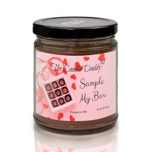 Sample My Box - Valentine's Chocolate Scented - Funny 6 Oz Jar Candle - 40 Hour Burn Time