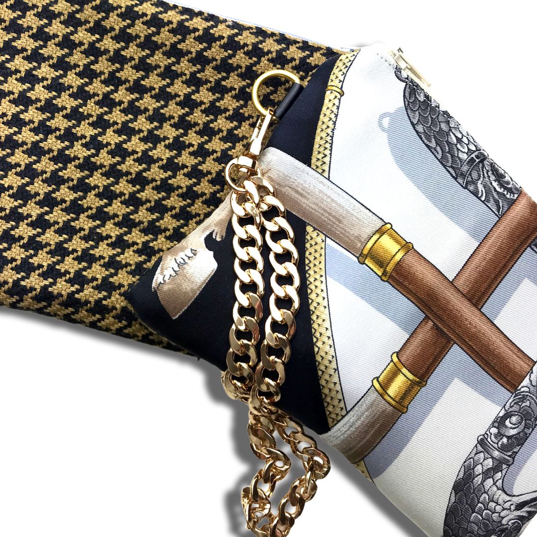 Cannes et Pommeaux Vintage Silk Scarf Petit Wristlet Bag