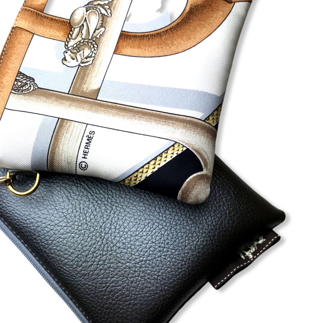 Cannes et Pommeaux Vintage Silk Scarf Wristlet Bag