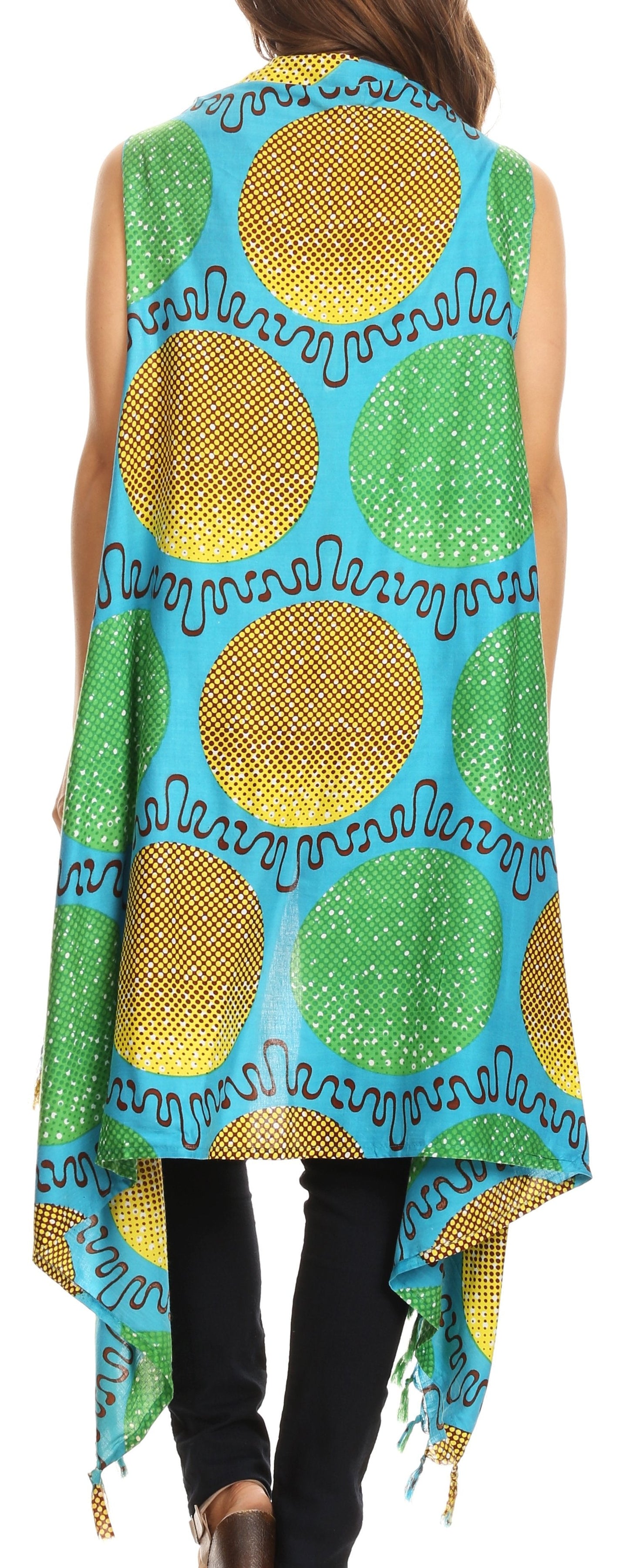 Sakkas Hatice Light Colorful Poncho Wrap Cardigan Top with African Ankara Print - Concordia Style Boutique