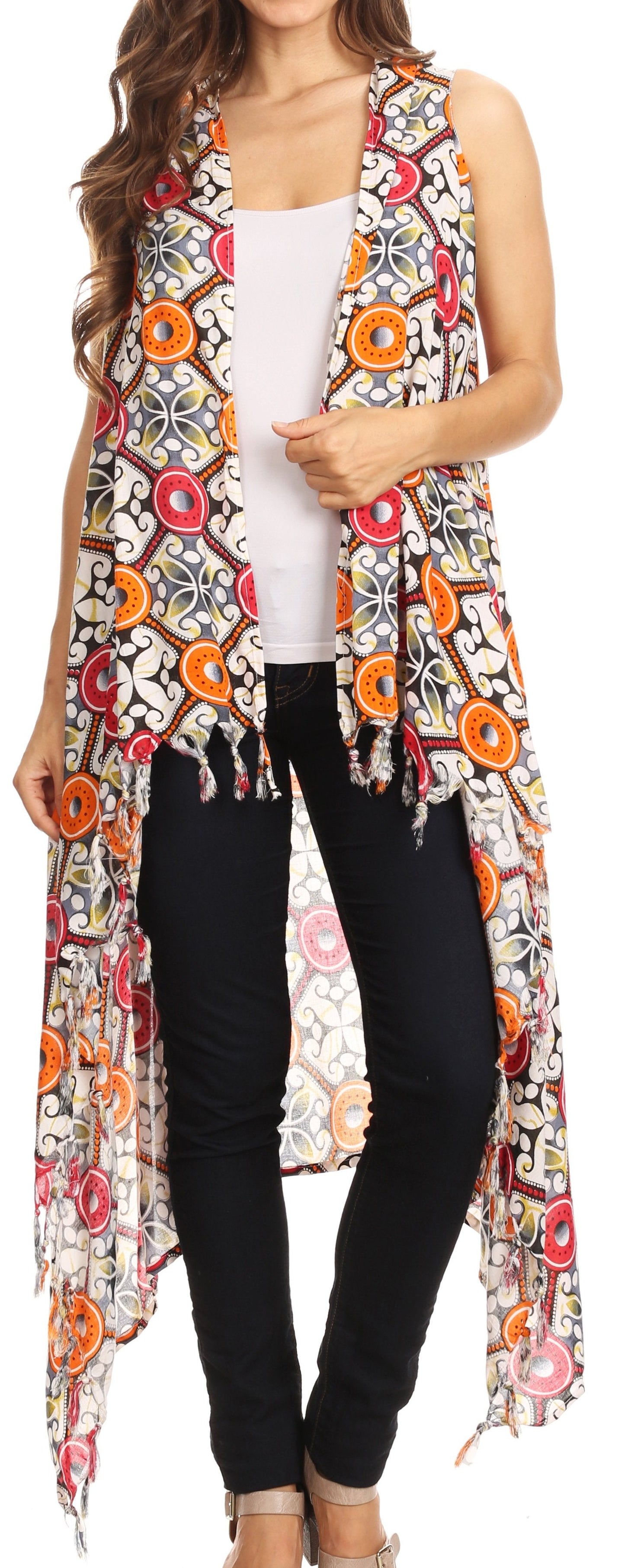 Sakkas Hatice Light Colorful Poncho Wrap Cardigan Top with African Ankara Print - Concordia Style Boutique
