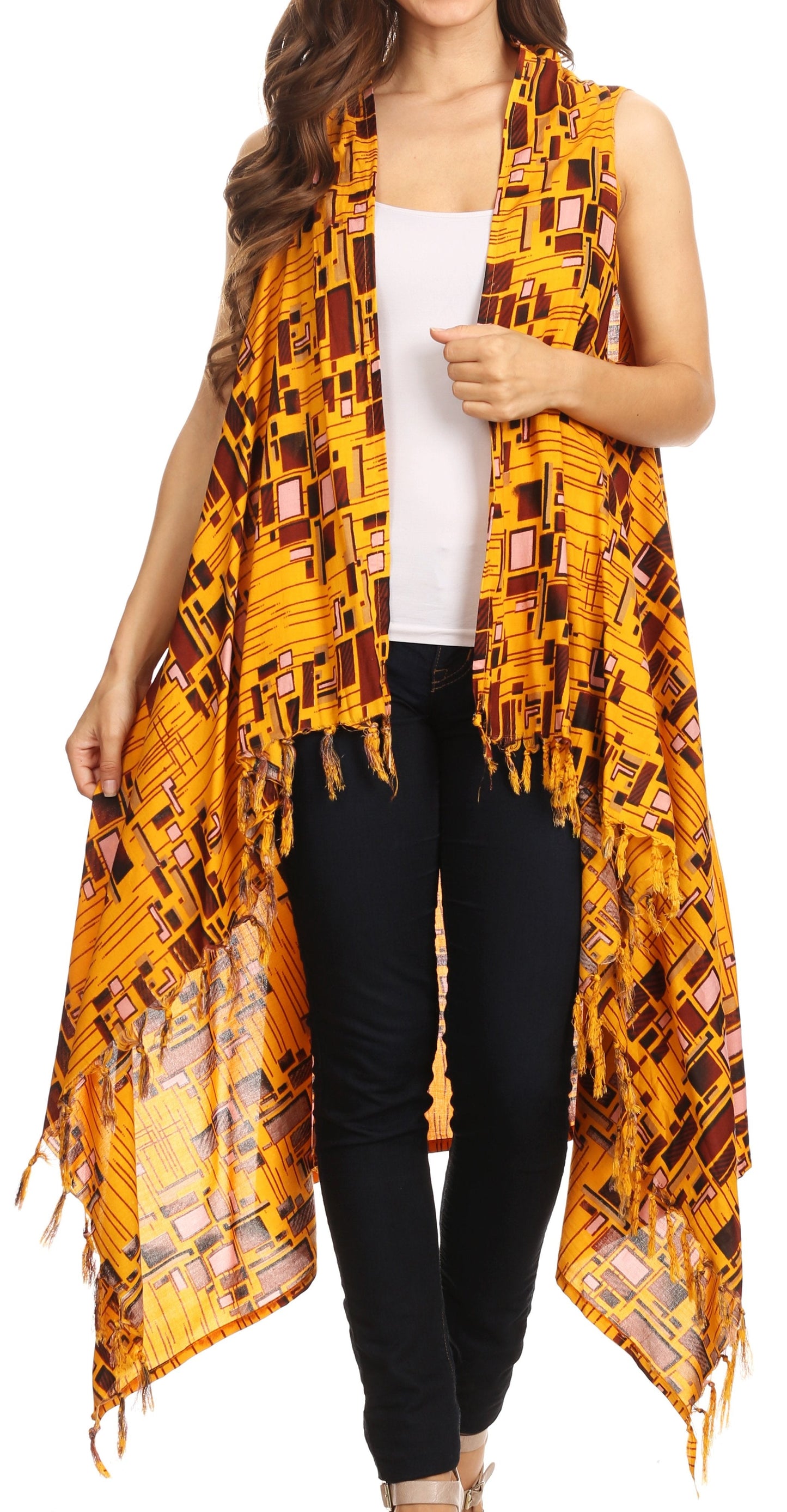 Sakkas Hatice Light Colorful Poncho Wrap Cardigan Top with African Ankara Print - Concordia Style Boutique