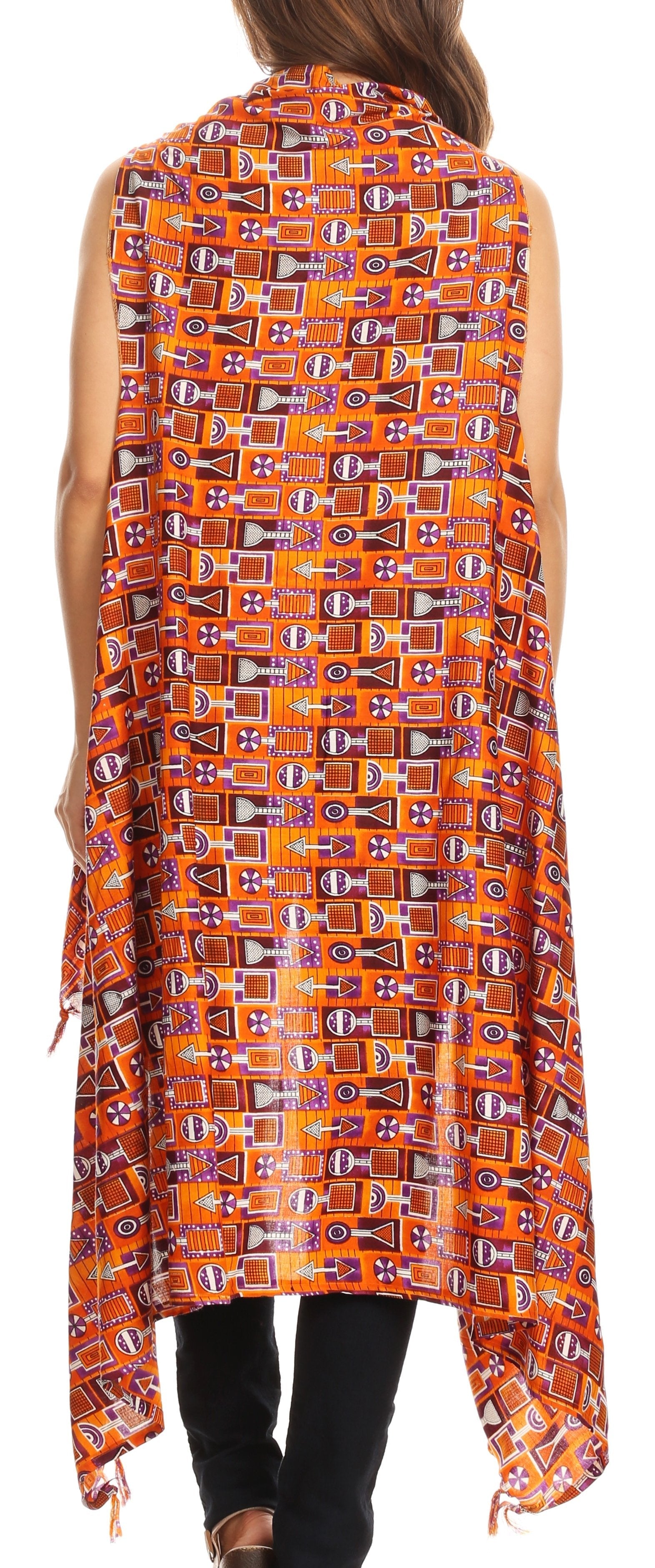 Sakkas Hatice Light Colorful Poncho Wrap Cardigan Top with African Ankara Print - Concordia Style Boutique