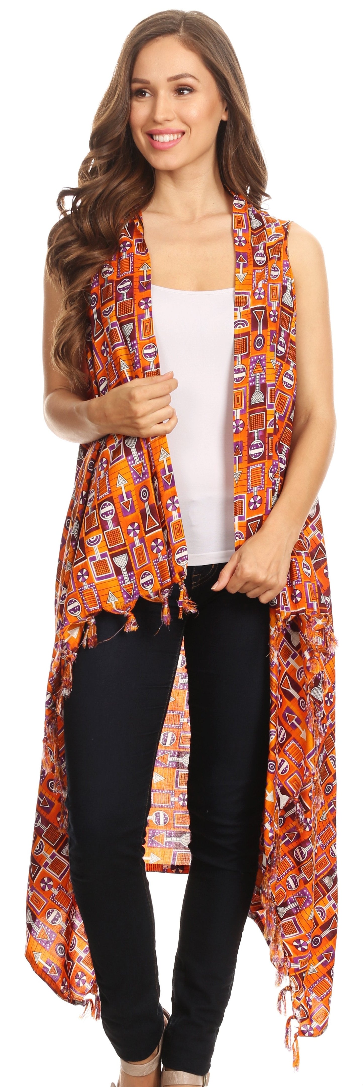 Sakkas Hatice Light Colorful Poncho Wrap Cardigan Top with African Ankara Print - Concordia Style Boutique