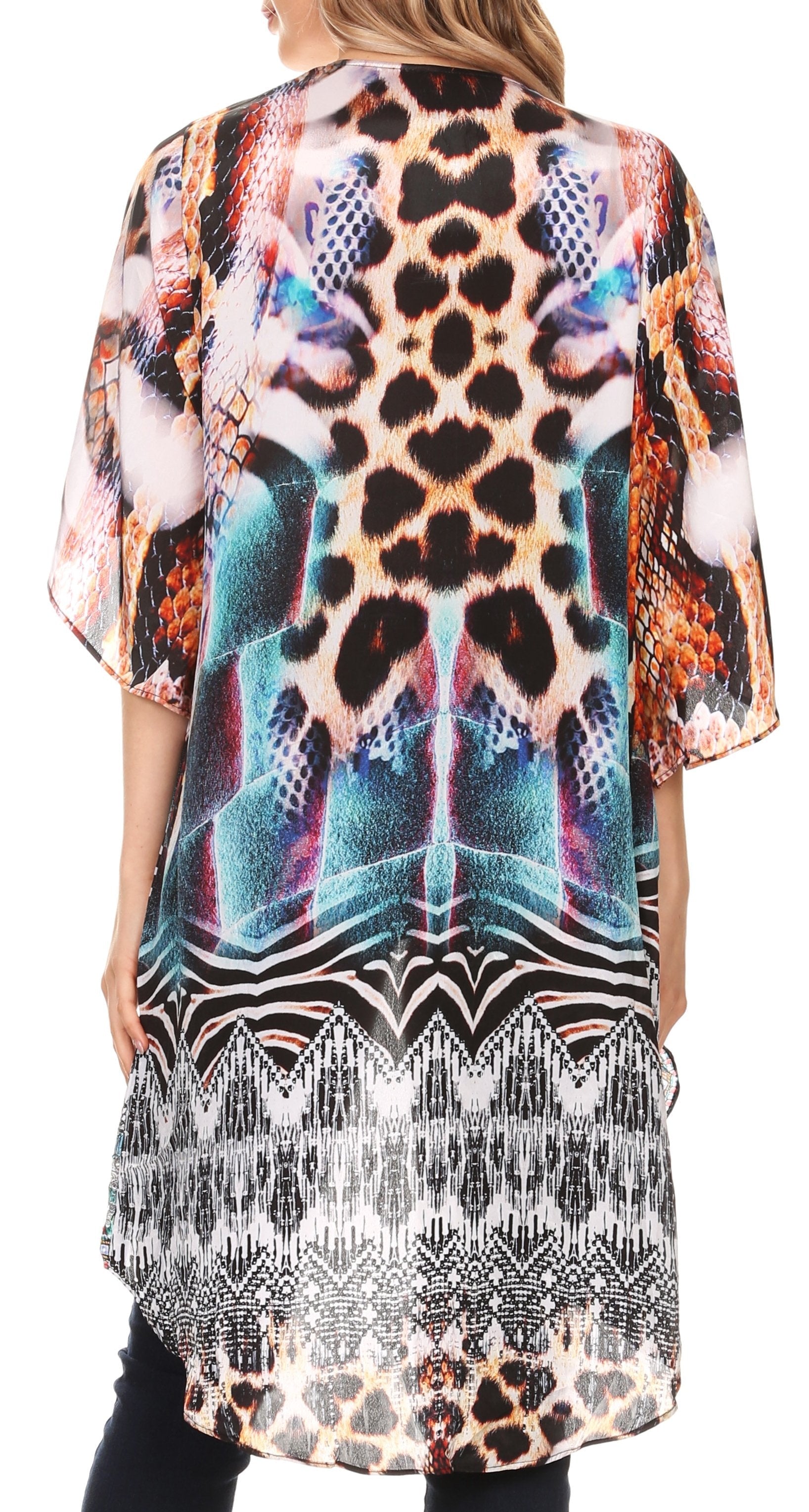 Sakkas Denora Women's Casual Draped Kimono Short Sleeve Boho Open Front Cardigan - Concordia Style Boutique